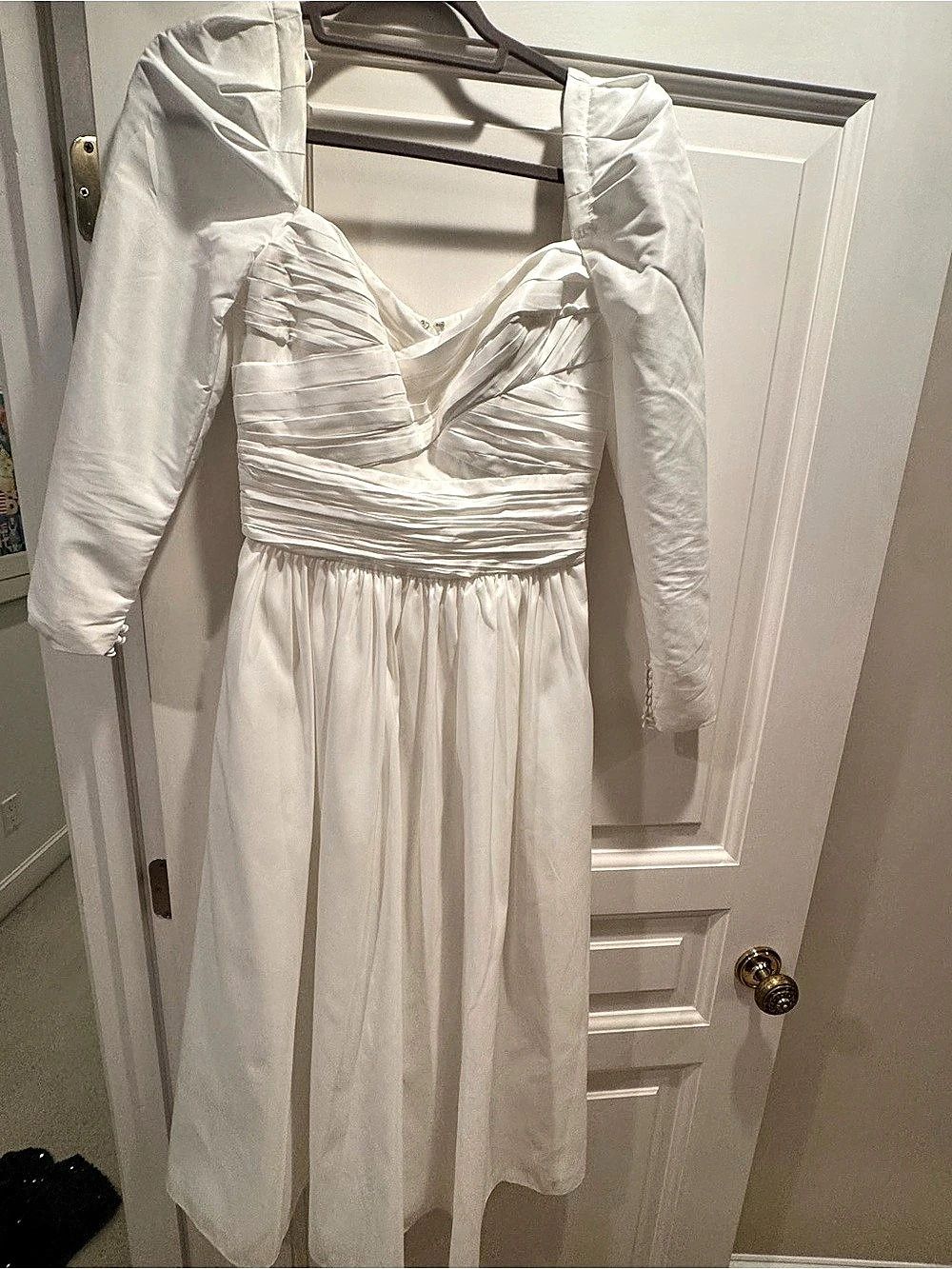 self-portrait White Taffeta Puff Sleeve Midi Dress White Size 4